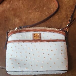 Dooney & Bourke Tan and White Polka Dot Crossbody Bag